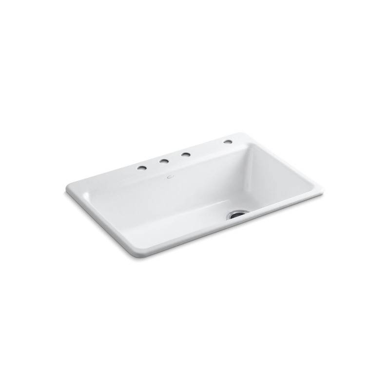 KOHLER K-5871-4A2-0 Riverby 33" Top-Mount Single-Bowl Workstation Kitchen Sink In White