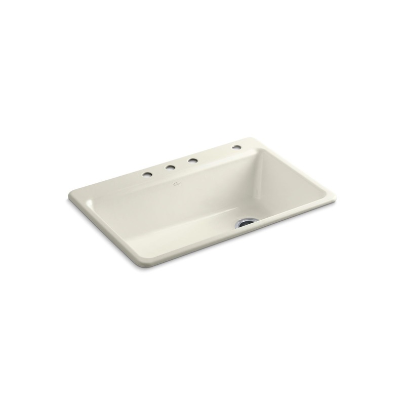 KOHLER K-5871-4A2-96 Riverby 33" Top-Mount Single-Bowl Workstation Kitchen Sink In Biscuit