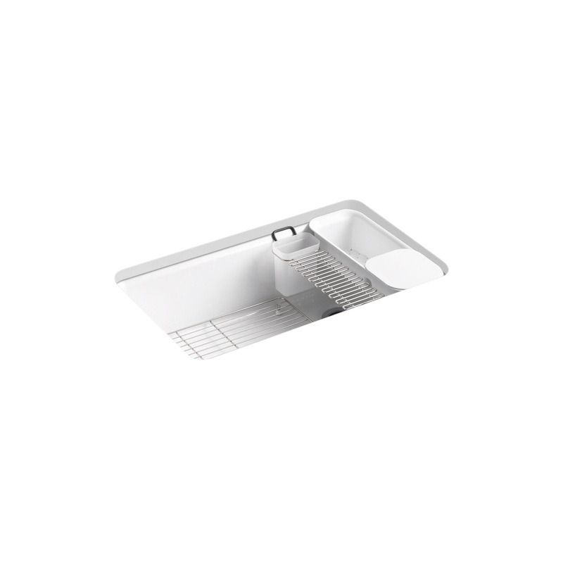 KOHLER K-5871-5UA3-0 Riverby 33" Undermount Single-Bowl Workstation Kitchen Sink In White