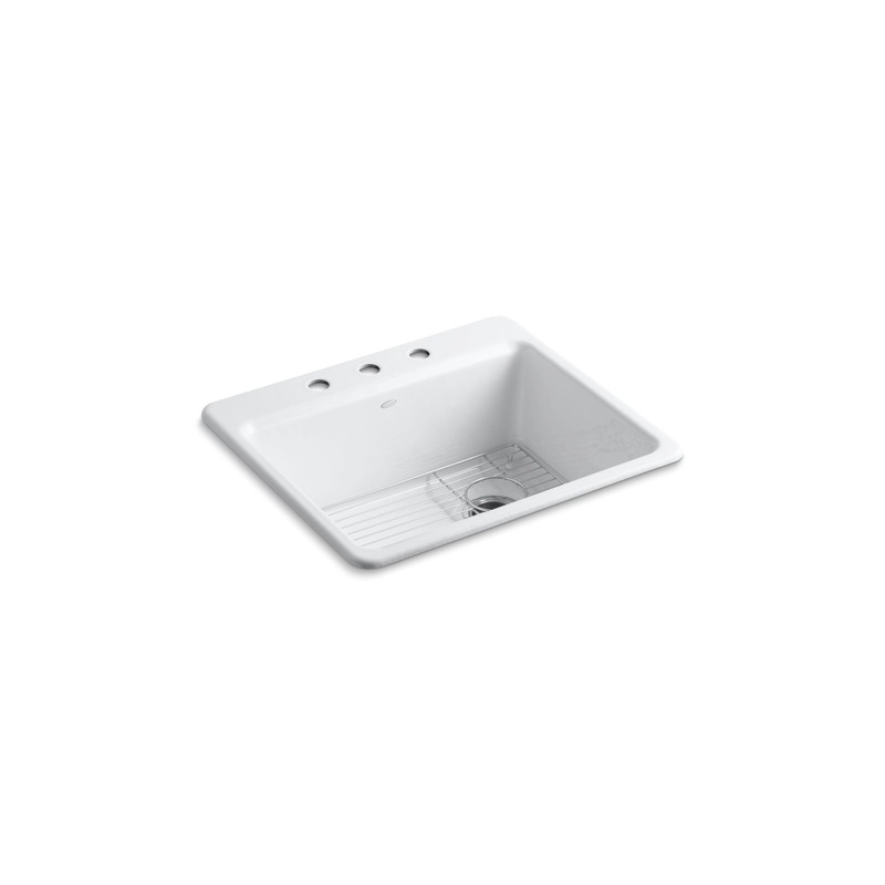 KOHLER K-5872-3A1-0 Riverby 25" Top-Mount Single-Bowl Kitchen Sink In White