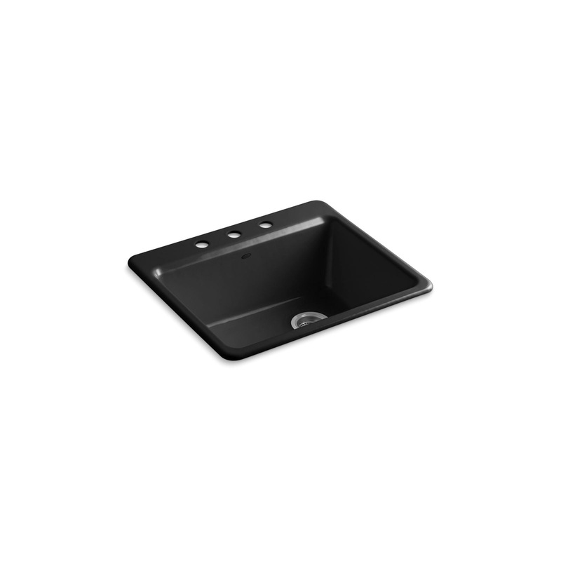 KOHLER K-5872-3A1-7 Riverby 25" Top-Mount Single-Bowl Kitchen Sink In Black Black