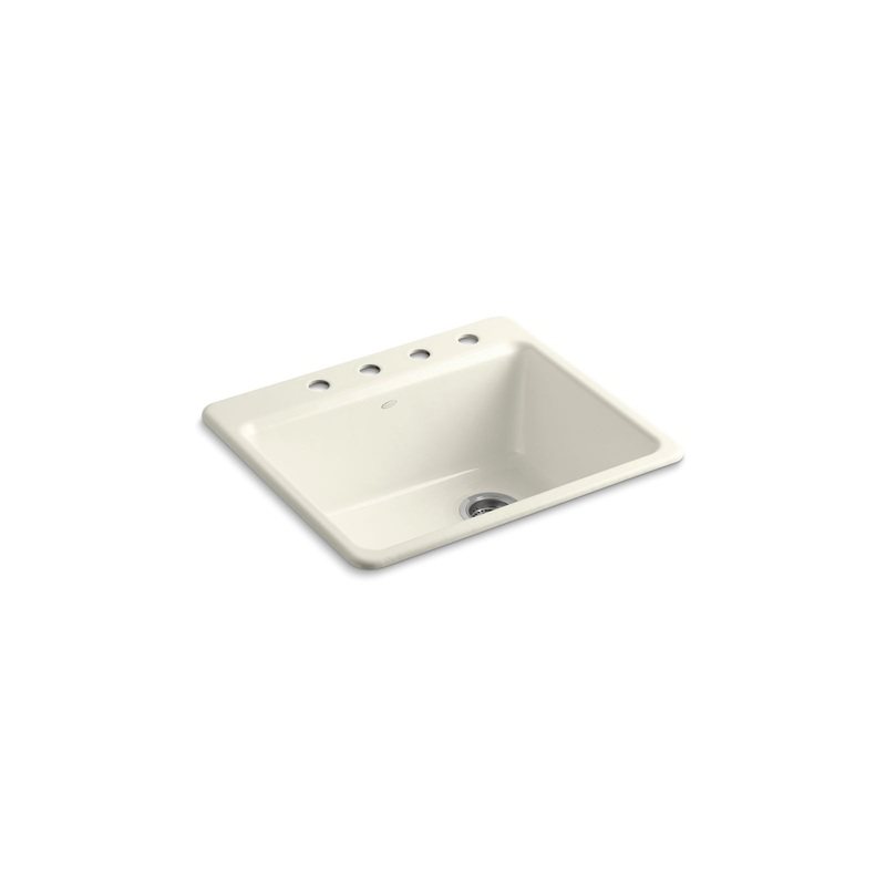 KOHLER K-5872-4A1-96 Riverby 25" Top-Mount Single-Bowl Kitchen Sink In Biscuit