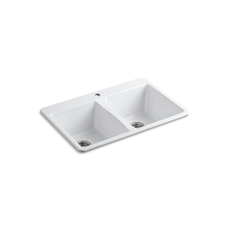 KOHLER K-5873-1-0 Deerfield 33" Top-Mount Double-Bowl Kitchen Sink In White