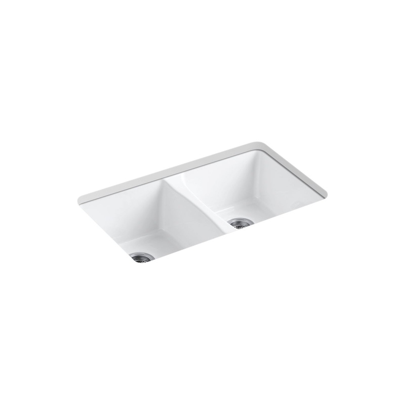 KOHLER K-5873-5U-0 Deerfield 33" Undermount Double-Bowl Kitchen Sink In White