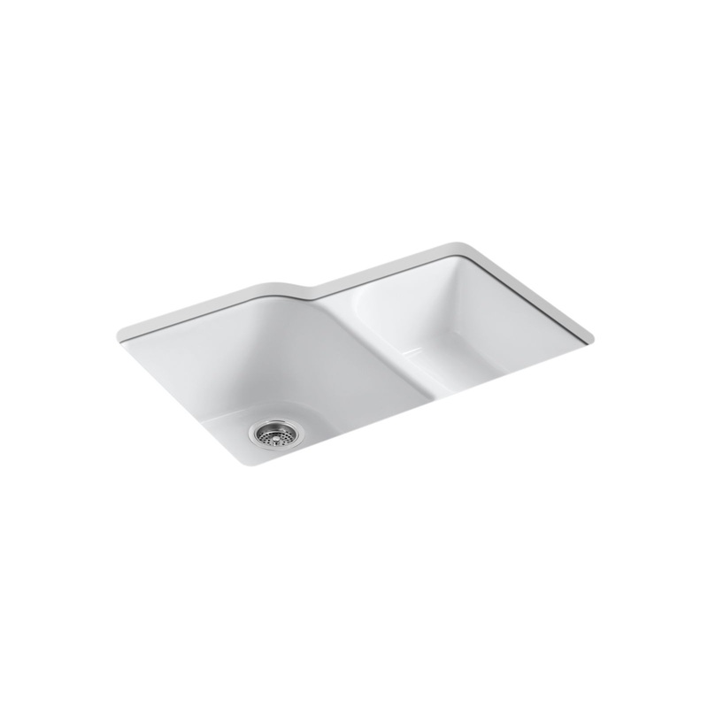 KOHLER K-5931-4U-0 Executive Chef 33" Undermount Double-Bowl Kitchen Sink In White