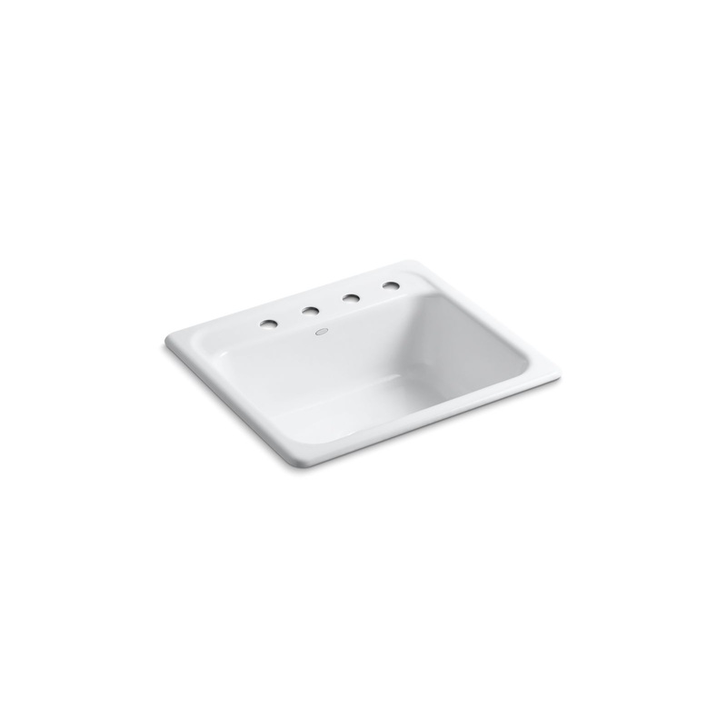 KOHLER K-5964-4-0 Mayfield 25" Top-Mount Single-Bowl Kitchen Sink In White