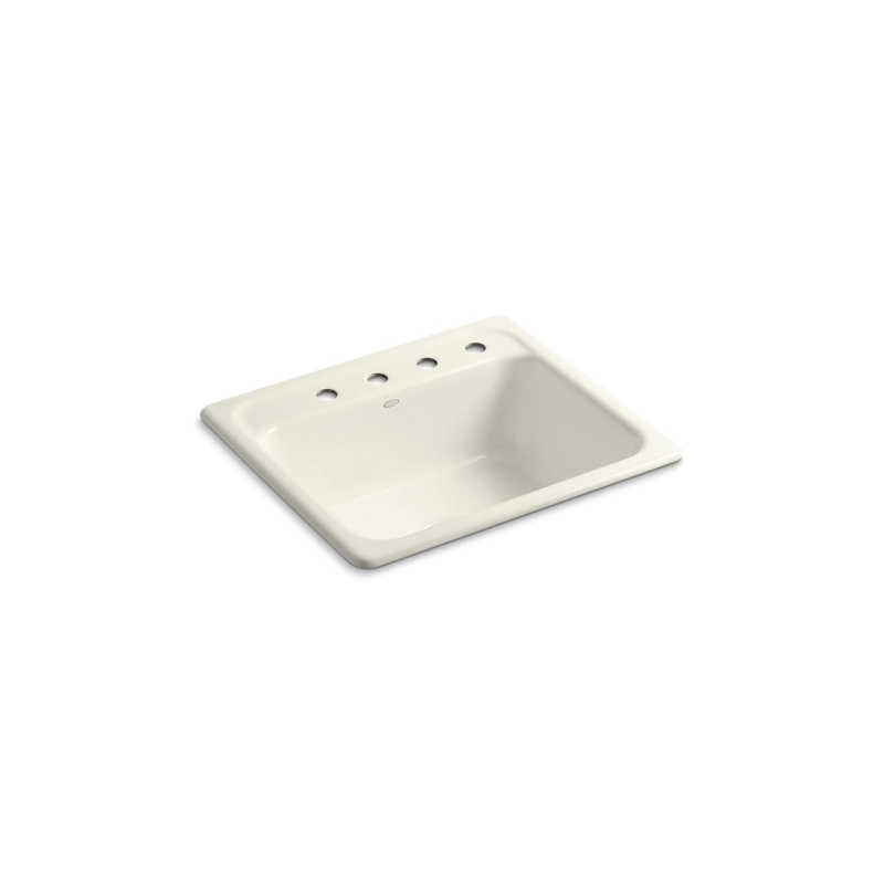 KOHLER K-5964-4-96 Mayfield 25" Top-Mount Single-Bowl Kitchen Sink In Biscuit