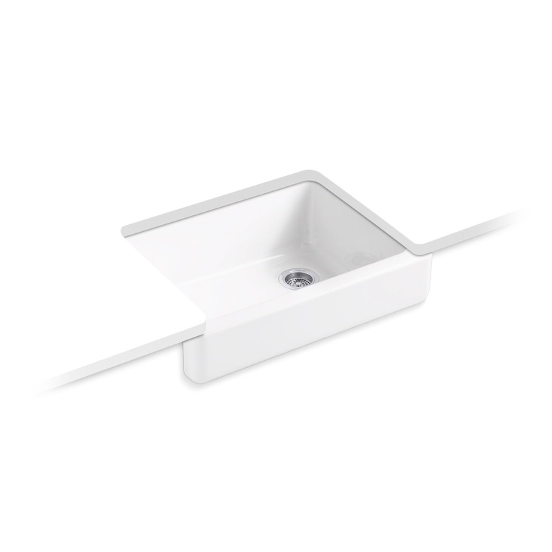 KOHLER K-6486-0 Whitehaven 29-1/2" Undermount Single-Bowl Farmhouse Kitchen Sink In White