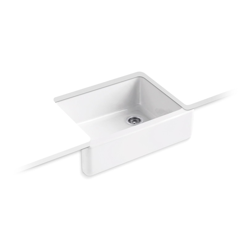 KOHLER K-6487-0 Whitehaven 29-3/4" Undermount Single-Bowl Farmhouse Kitchen Sink In White