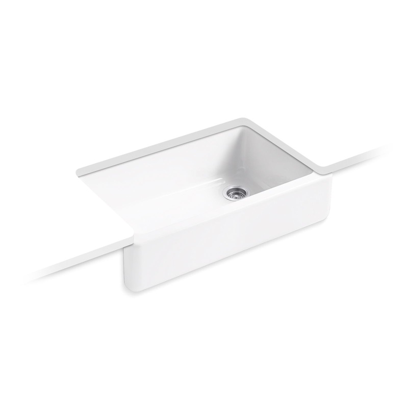 KOHLER K-6489-0 Whitehaven 35-3/4" Undermount Single-Bowl Farmhouse Kitchen Sink In White