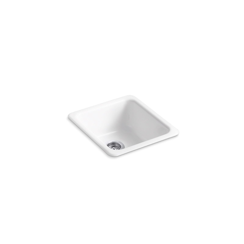 KOHLER K-6584-0 Iron/Tones 17" Top-/Undermount Single-Bowl Bar Sink In White
