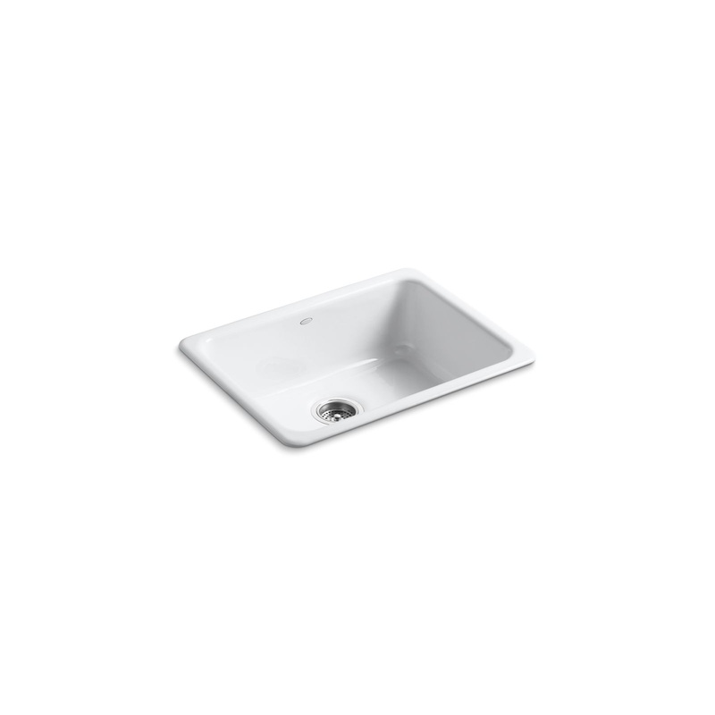 KOHLER K-6585-0 Iron/Tones 24-1/4" Top-/Undermount Single-Bowl Bar Sink In White