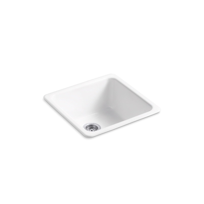 KOHLER K-6587-0 Iron/Tones 21" Top-/Undermount Single-Bowl Bar Sink In White