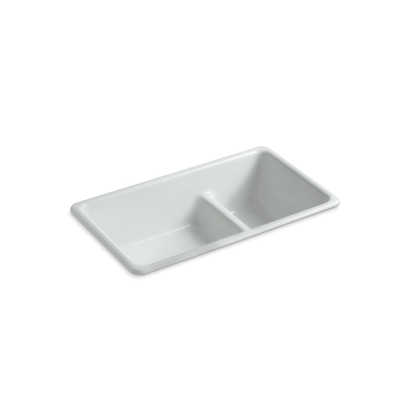 KOHLER K-6625-95 Iron/Tones Smart Divide 33" Top-/Undermount Double-Bowl Kitchen Sink In Ice Grey