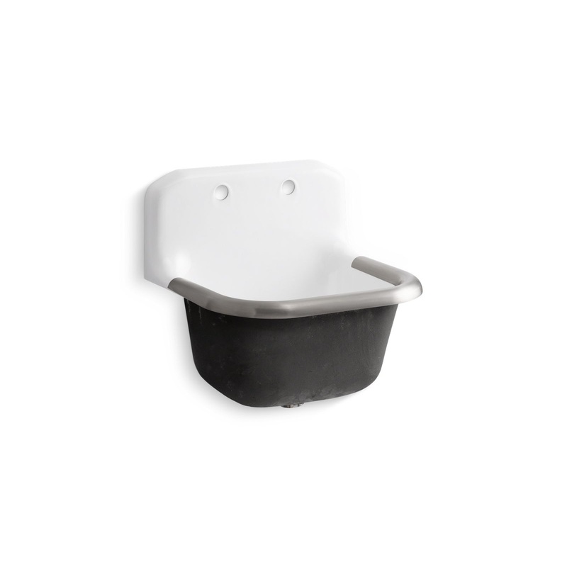 KOHLER K-6716-0 Bannon 24" X 20-1/4" Wall-Mount Or P-Trap Mount Service Sink With Rim Guard And Back Drilled On 8" Centers In White