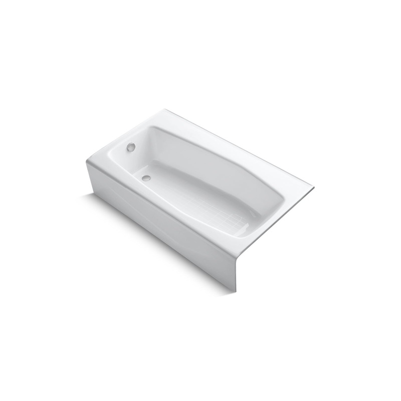 KOHLER K-713-0 Villager 60" X 34-1/4" Alcove Bath, Left Drain In White