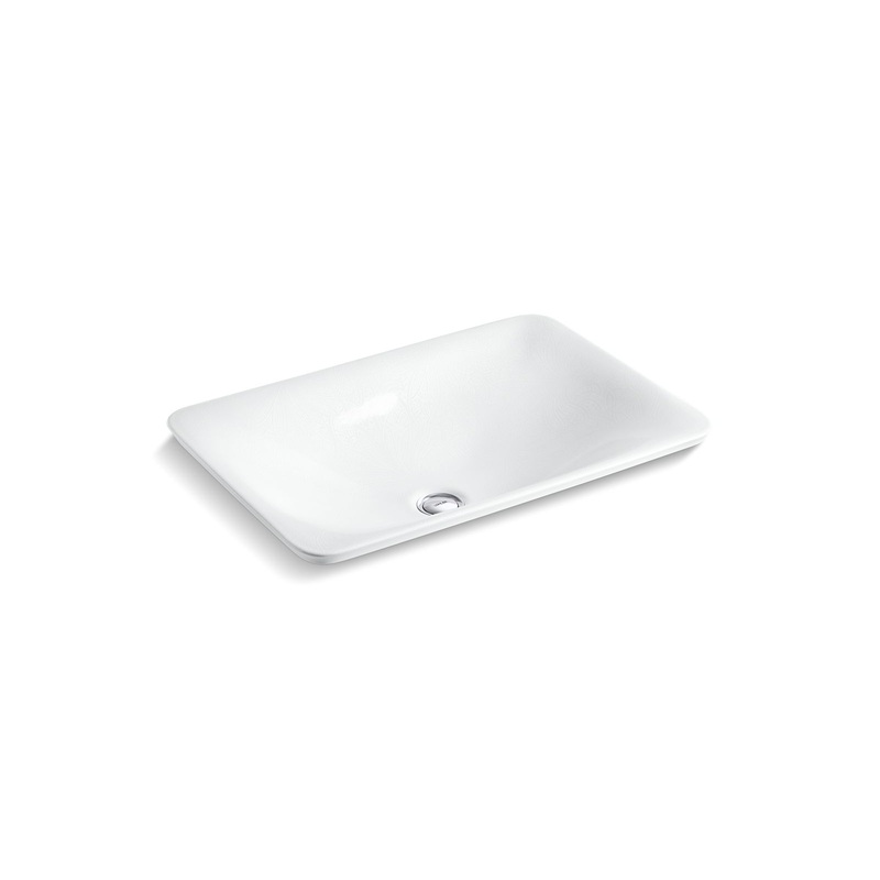 KOHLER K-75749-FP1-0 Sartorial Paisley Carillon 21" Rectangular Drop-In Bathroom Sink, No Overflow In White Sartorial Paisley