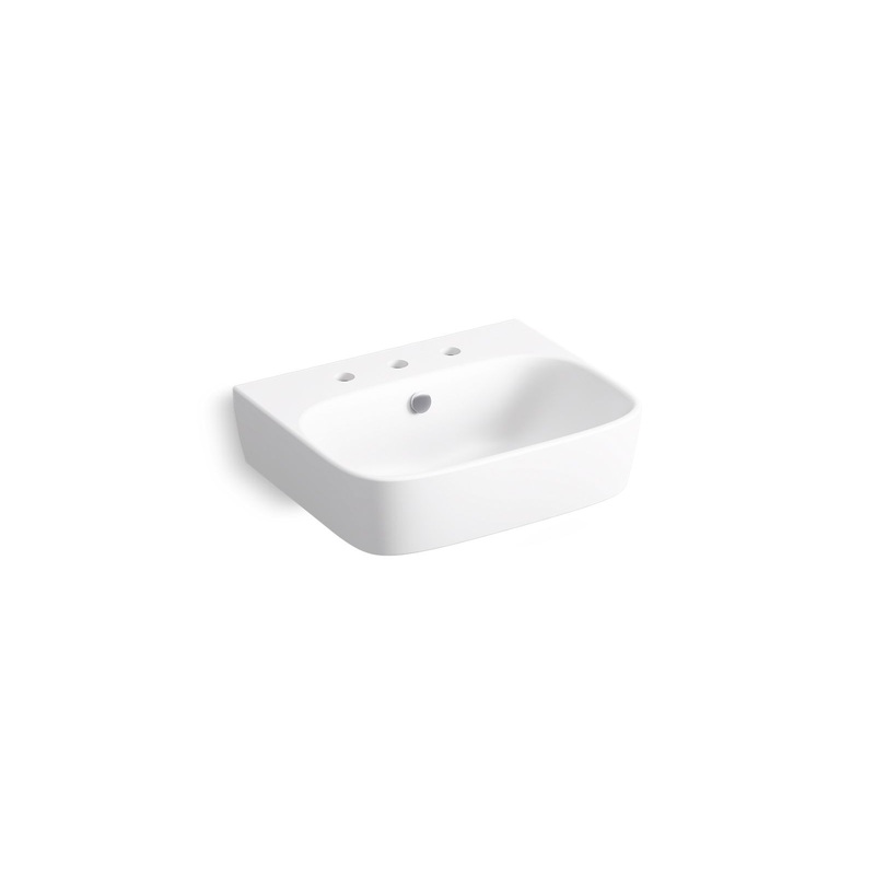KOHLER K-77767-8-0 Modernlife 21-3/4" Rectangular Wall-Mount Bathroom Sink In White