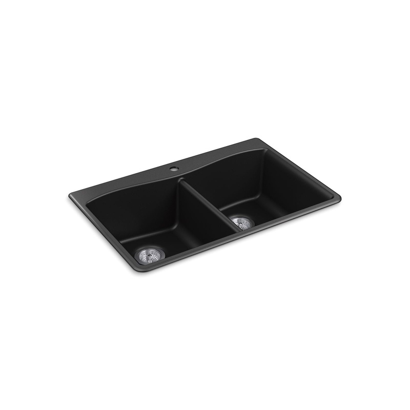 KOHLER K-8185-1-CM1 Kennon 33" Top-/Undermount Double-Bowl Kitchen Sink In Matte Black