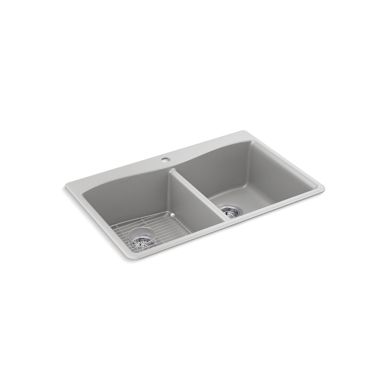 KOHLER K-8185-1-CM4 Kennon 33" Top-/Undermount Double-Bowl Kitchen Sink In Matte Grey