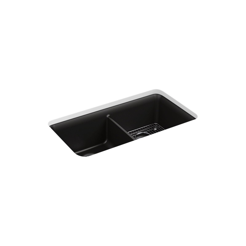 KOHLER K-8199-CM1 Cairn 33-1/2" Undermount Double-Bowl Kitchen Sink In Matte Black