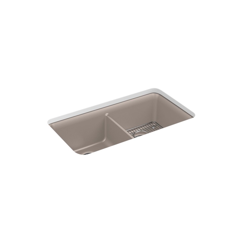 KOHLER K-8199-CM3 Cairn 33-1/2" Undermount Double-Bowl Kitchen Sink In Matte Taupe