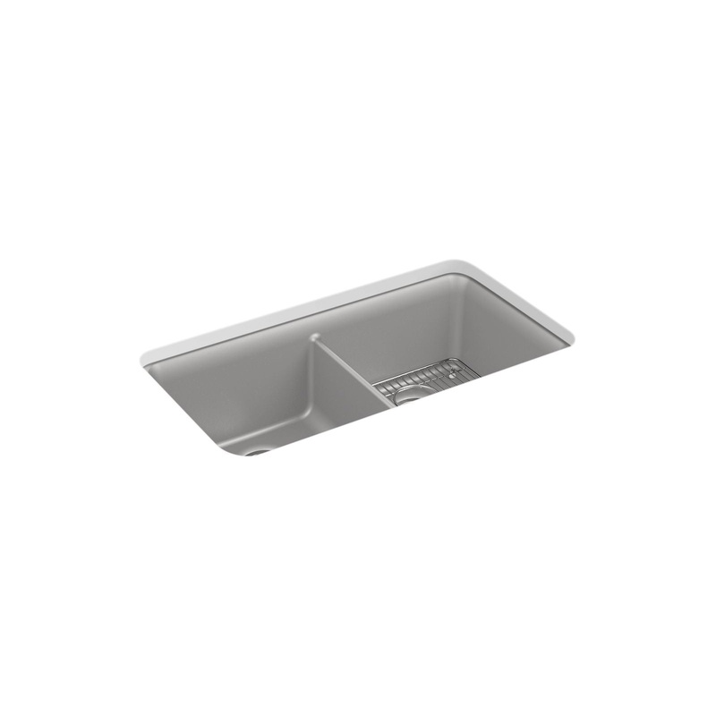 KOHLER K-8199-CM4 Cairn 33-1/2" Undermount Double-Bowl Kitchen Sink In Matte Grey