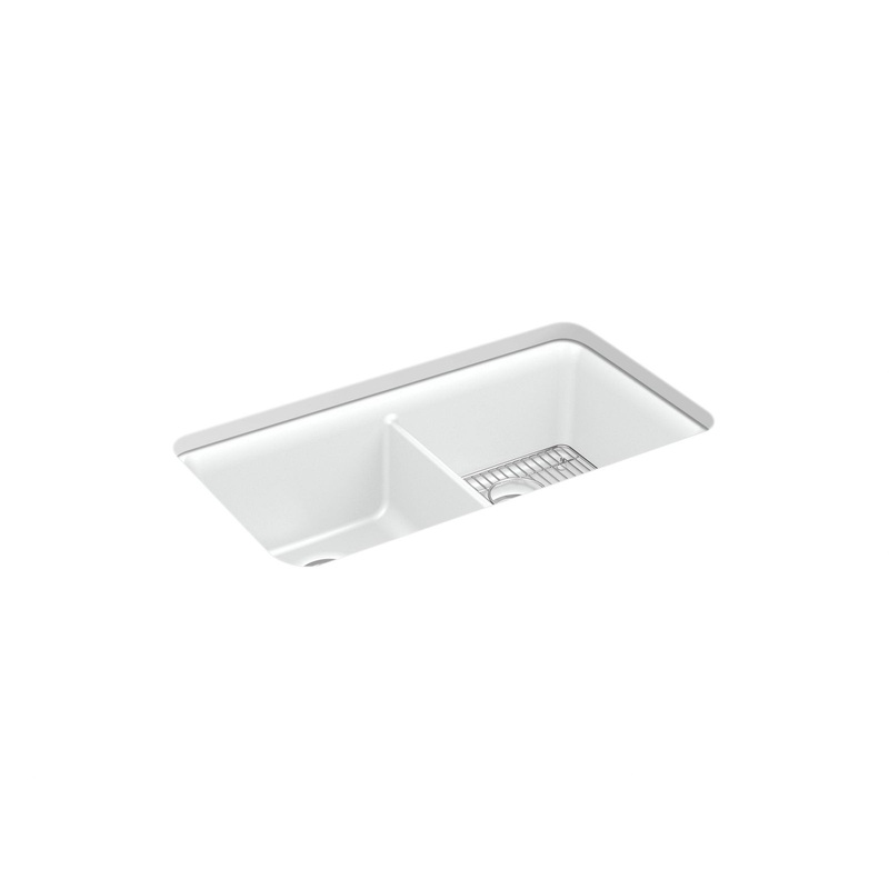 KOHLER K-8199-CM6 Cairn 33-1/2" Undermount Double-Bowl Kitchen Sink In Matte White