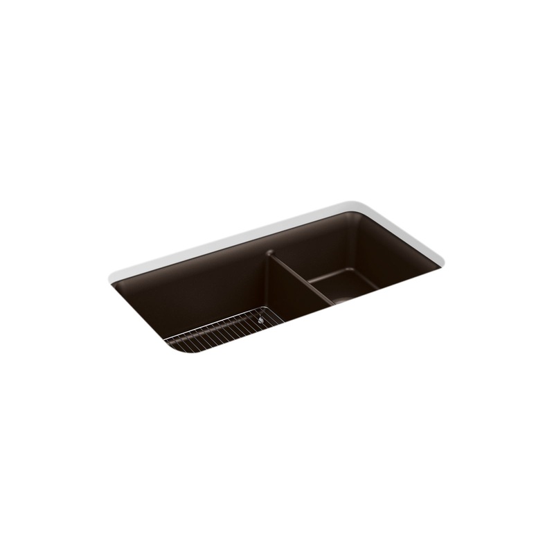 KOHLER K-8204-CM2 Cairn 33-1/2" Undermount Double-Bowl Kitchen Sink In Matte Brown