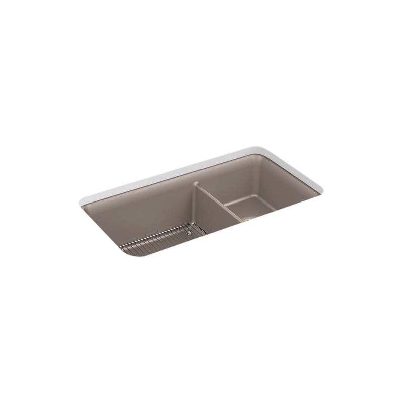 KOHLER K-8204-CM3 Cairn 33-1/2" Undermount Double-Bowl Kitchen Sink In Matte Taupe