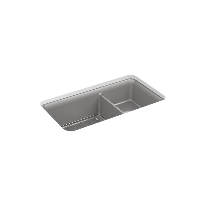 KOHLER K-8204-CM4 Cairn 33-1/2" Undermount Double-Bowl Kitchen Sink In Matte Grey