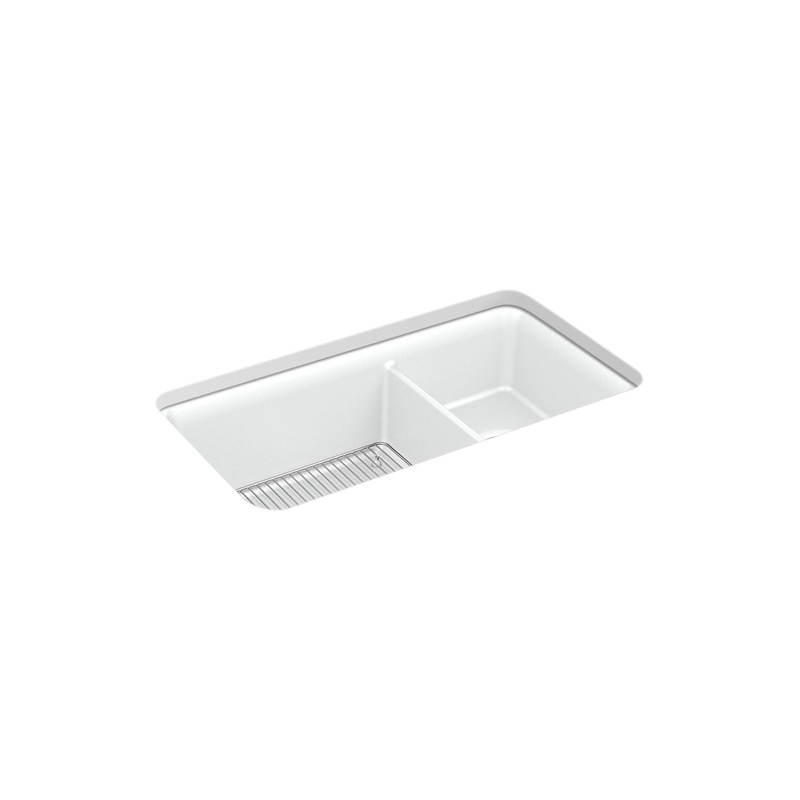 KOHLER K-8204-CM6 Cairn 33-1/2" Undermount Double-Bowl Kitchen Sink In Matte White