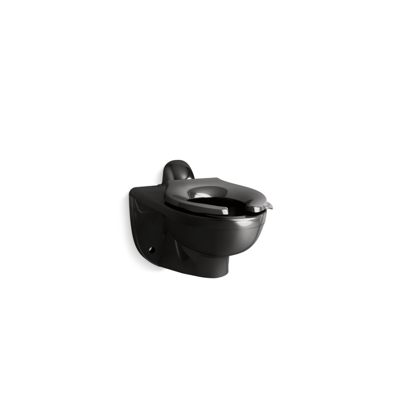 KOHLER K-84323-7 Kingston Ultra Wall-Mount Rear Spud Flushometer Bowl In Black Black