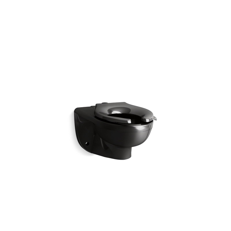KOHLER K-84325-7 Kingston Ultra Wall-Mount Top Spud Flushometer Bowl In Black Black