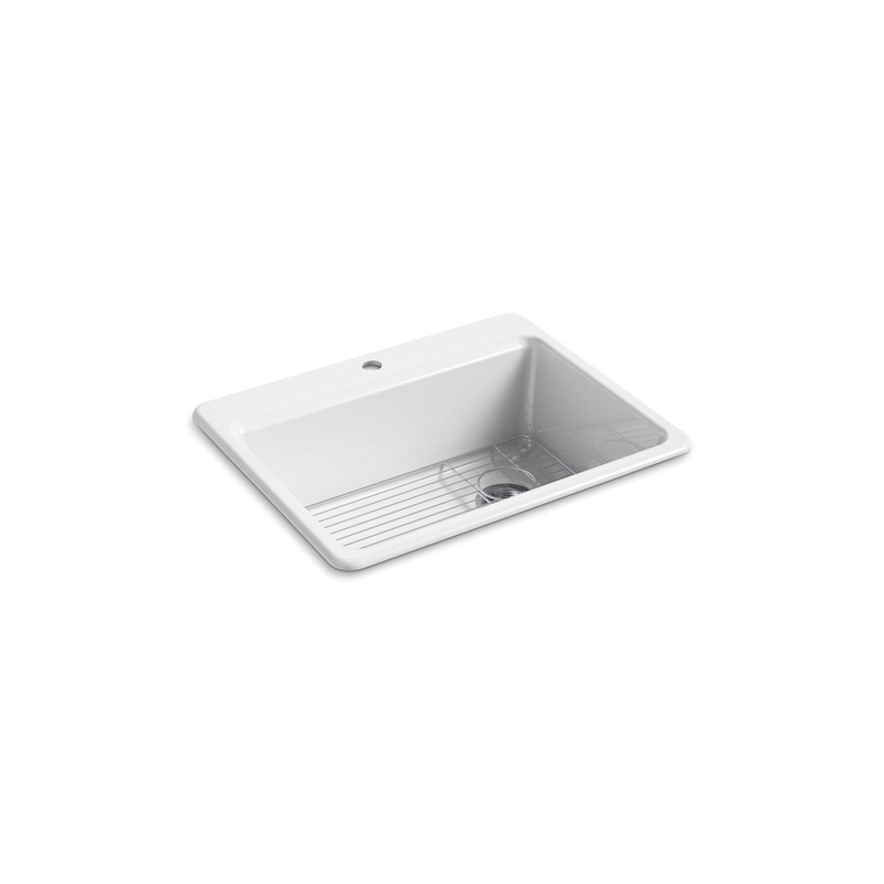 KOHLER K-8668-1A1-0 Riverby 27" Top-Mount Single-Bowl Kitchen Sink In White