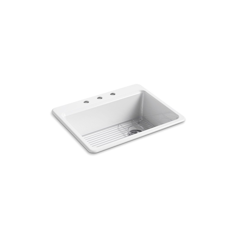 KOHLER K-8668-3A1-0 Riverby 27" Top-Mount Single-Bowl Kitchen Sink In White
