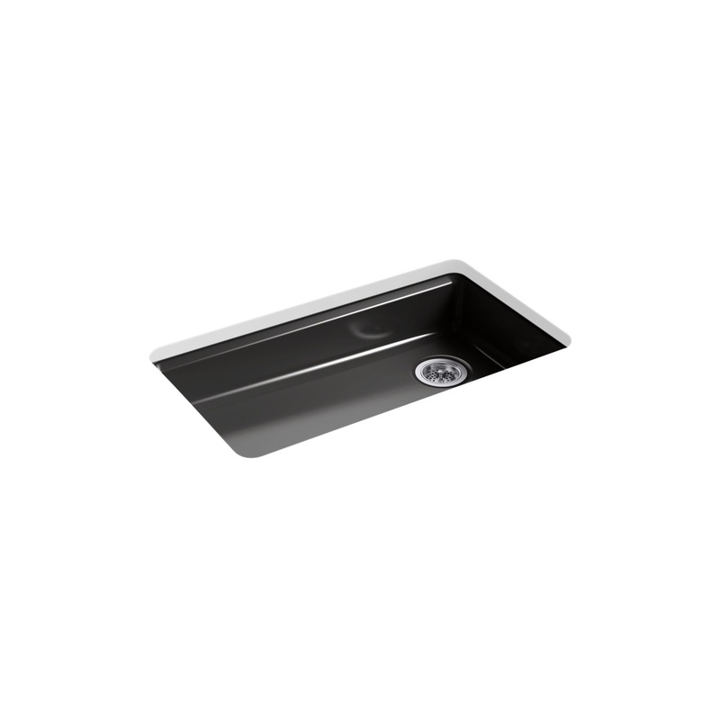 KOHLER K-8689-5U-7 Riverby 33" Undermount Single-Bowl Kitchen Sink In Black Black