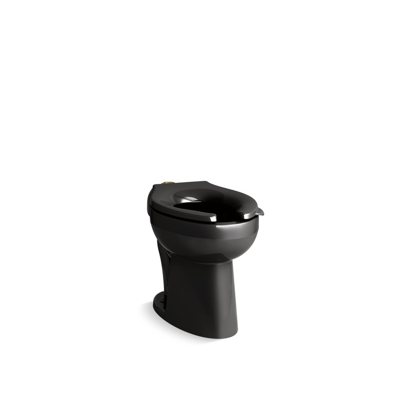 KOHLER K-96057-7 Highcliff Ultra Floor-Mount Top Spud Flushometer Bowl In Black Black