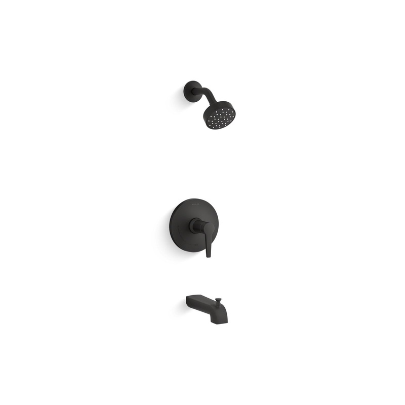 KOHLER K-TS97074-4Y-BL Pitch Rite-Temp Bath And Shower Trim Kit, 2.5 Gpm In Matte Black