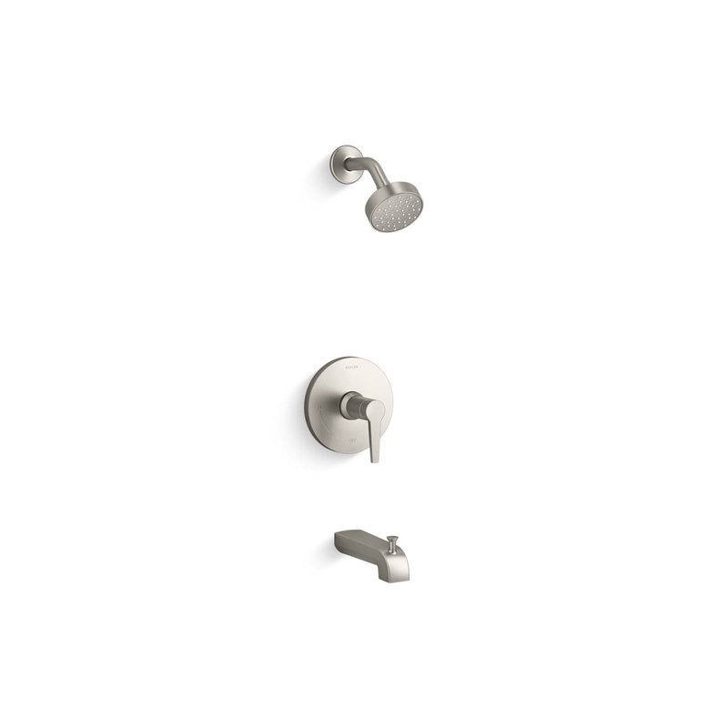 KOHLER K-TS97074-4Y-BN Pitch Rite-Temp Bath And Shower Trim Kit, 2.5 Gpm In Vibrant Brushed Nickel