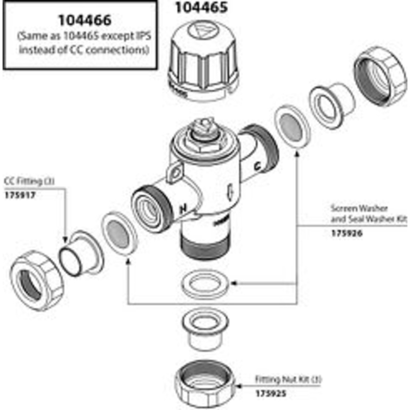 MOEN 104466 Commercial Parts & Accessories 1/2" Ips Connection Includes Thermostatic