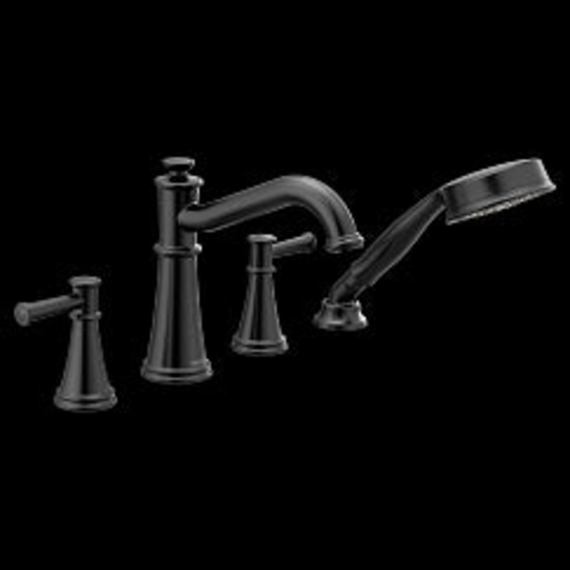 MOEN T9024BL Belfield  Two-Handle Roman Tub Faucet Includes Hand Shower In Matte Black