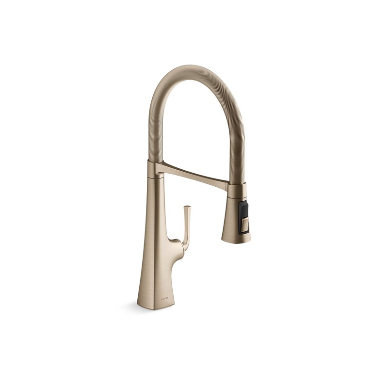 KOHLER K-22061-BV Graze Semi-Professional Kitchen Sink Faucet With Three-Function Sprayhead In Vibrant Brushed Bronze