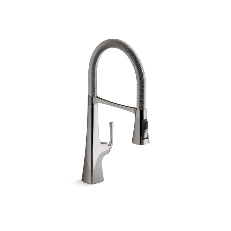 KOHLER K-22061-TT Graze Semi-Professional Kitchen Sink Faucet With Three-Function Sprayhead In Titanium