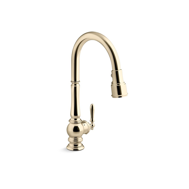 KOHLER K-29709-WB-AF Artifacts Touchless Pull-Down Kitchen Sink Faucet With Kohler Konnect And Three-Function Sprayhead In Vibrant French Gold