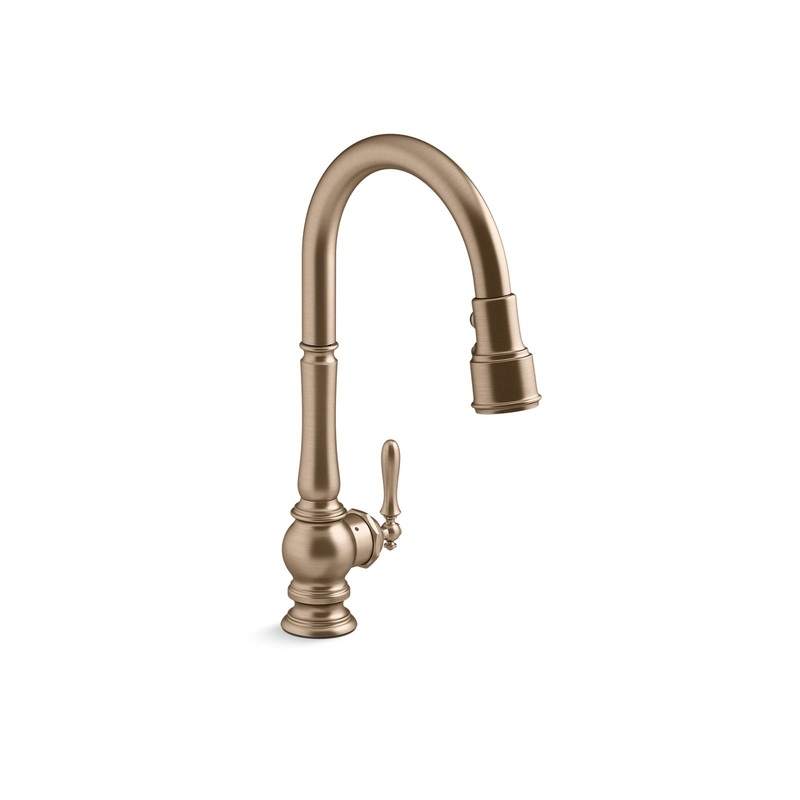KOHLER K-29709-WB-BV Artifacts Touchless Pull-Down Kitchen Sink Faucet With Kohler Konnect And Three-Function Sprayhead In Vibrant Brushed Bronze