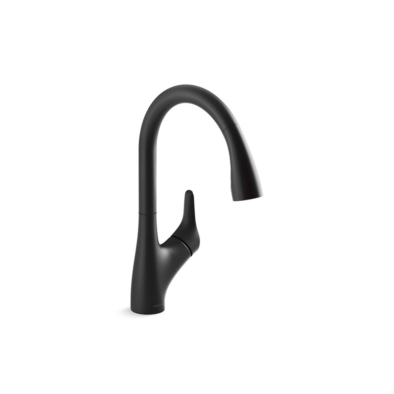 KOHLER K-30469-BL Rival Pull-Down Kitchen Sink Faucet With Two-Function Sprayhead In Matte Black