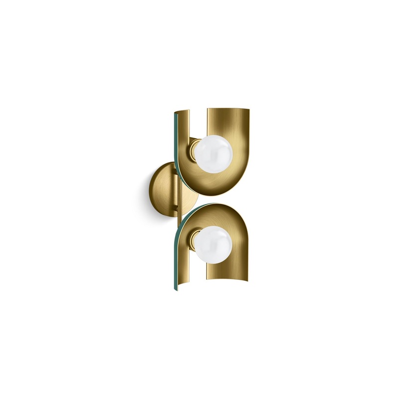 KOHLER K-31783-SC02-6GL Jabot Two-Light Sconce In Jade w/Brushed Moderne Brass Accents