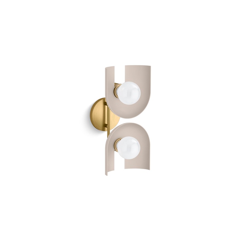 KOHLER K-31783-SC02-SLG Jabot Two-Light Sconce In Biscuit Satin with Brushed Moderne Brass