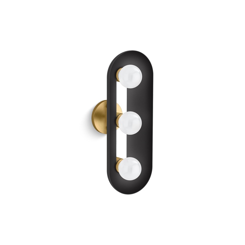 KOHLER K-31784-SC03-BML Jabot Three-Light Sconce In Black with Brass Trim